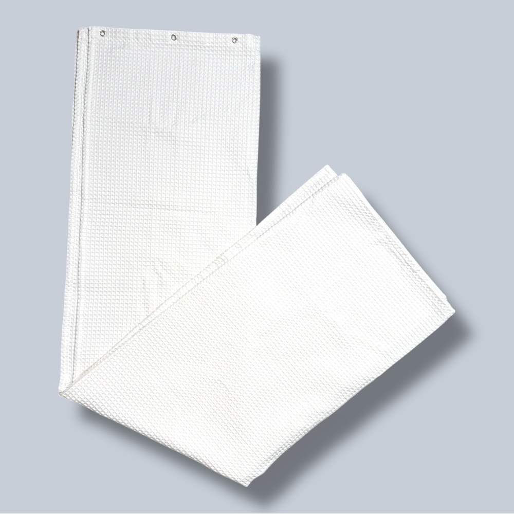 Waffle Weave Elegant White Shower Curtain - Picture 9 of 10